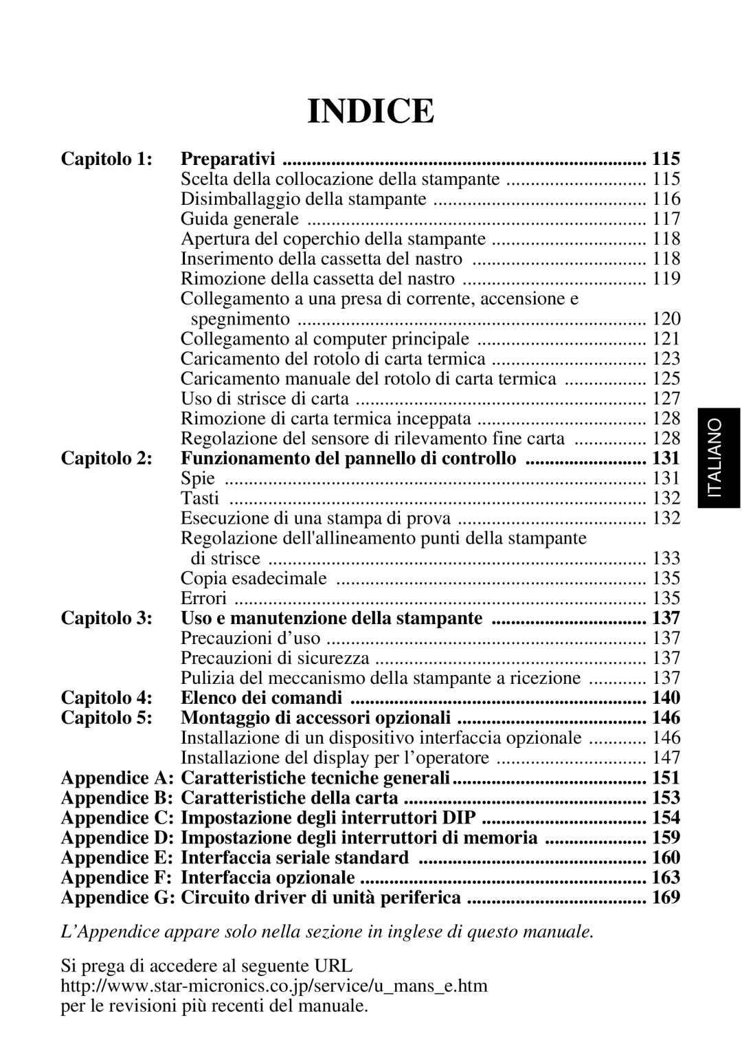 Star Micronics SCP700 user manual Indice 