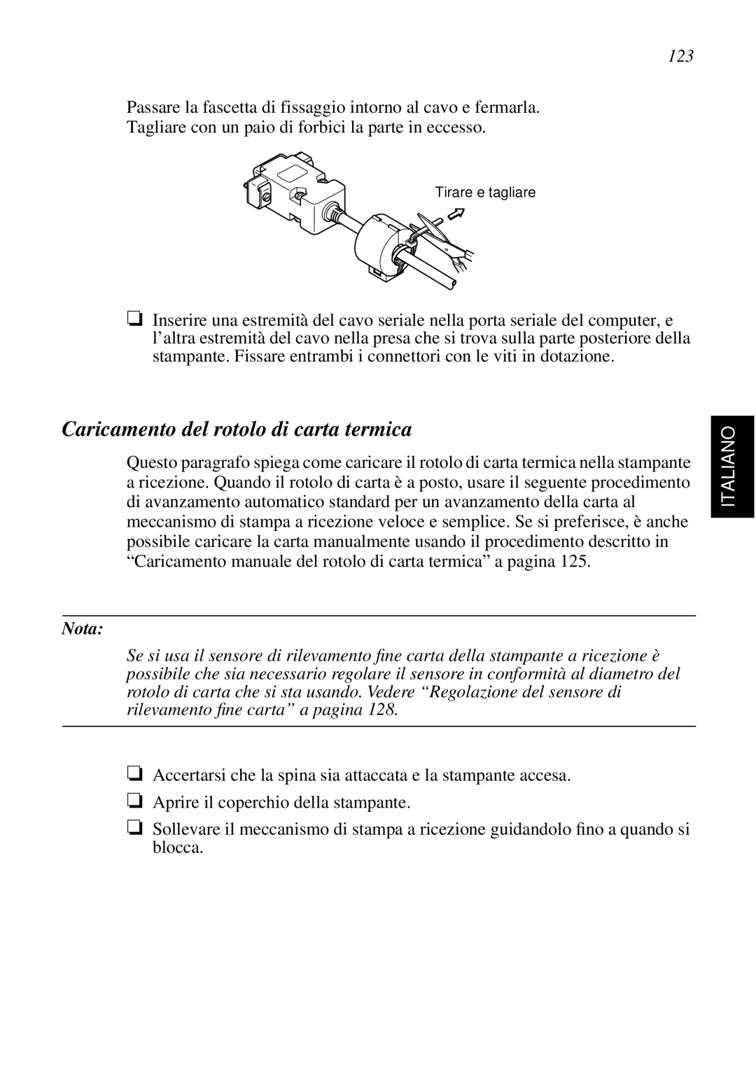 Star Micronics SCP700 user manual Caricamento del rotolo di carta termica, 123 