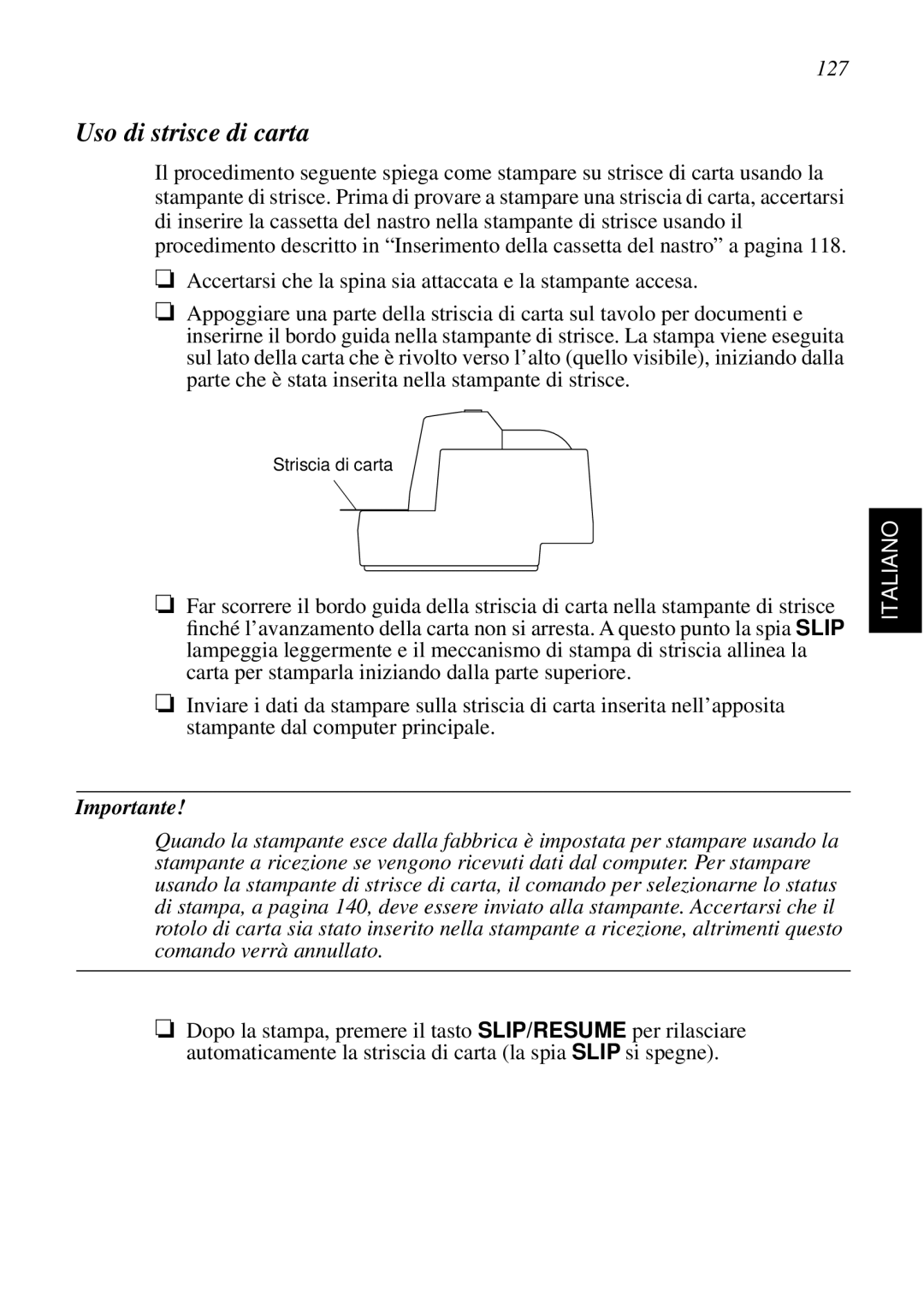 Star Micronics SCP700 user manual Uso di strisce di carta, 127 