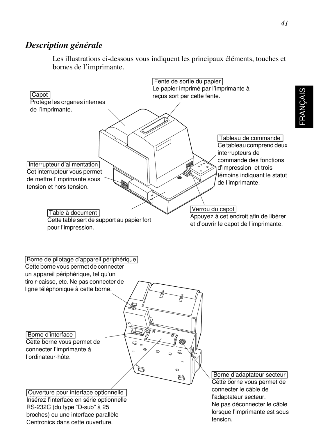 Star Micronics SCP700 user manual Description générale 