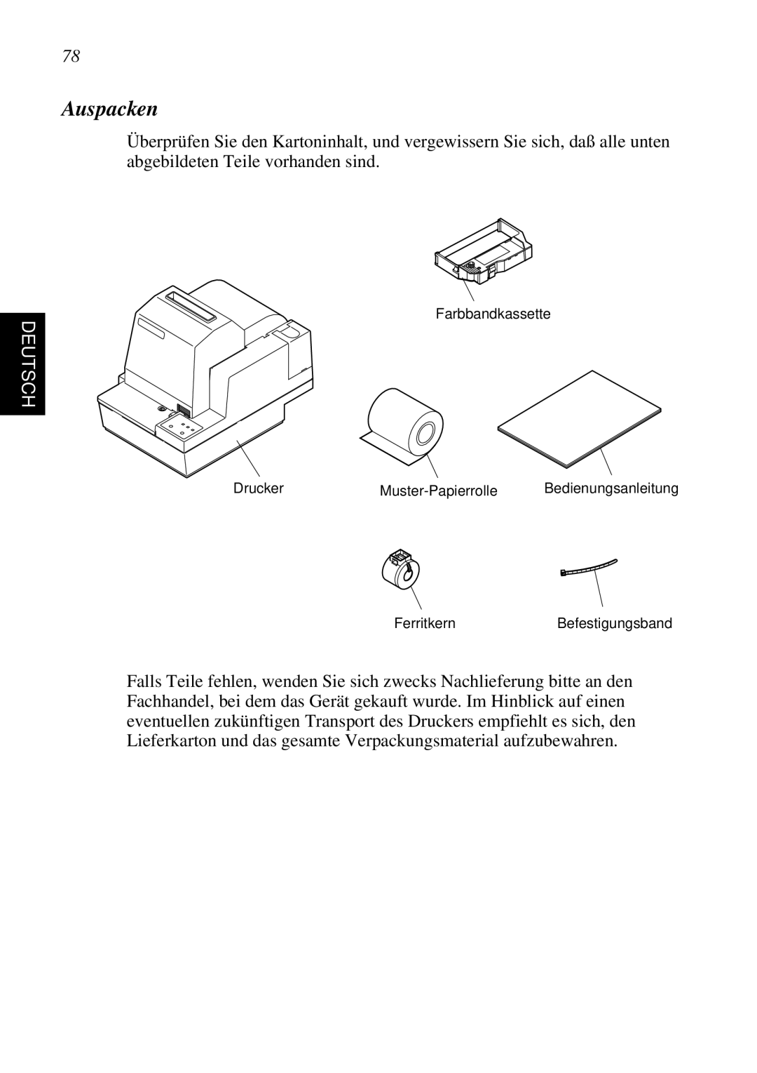 Star Micronics SCP700 user manual Auspacken 