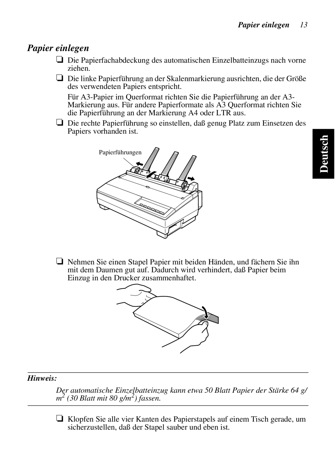 Star Micronics SF-15HA user manual Papier einlegen 