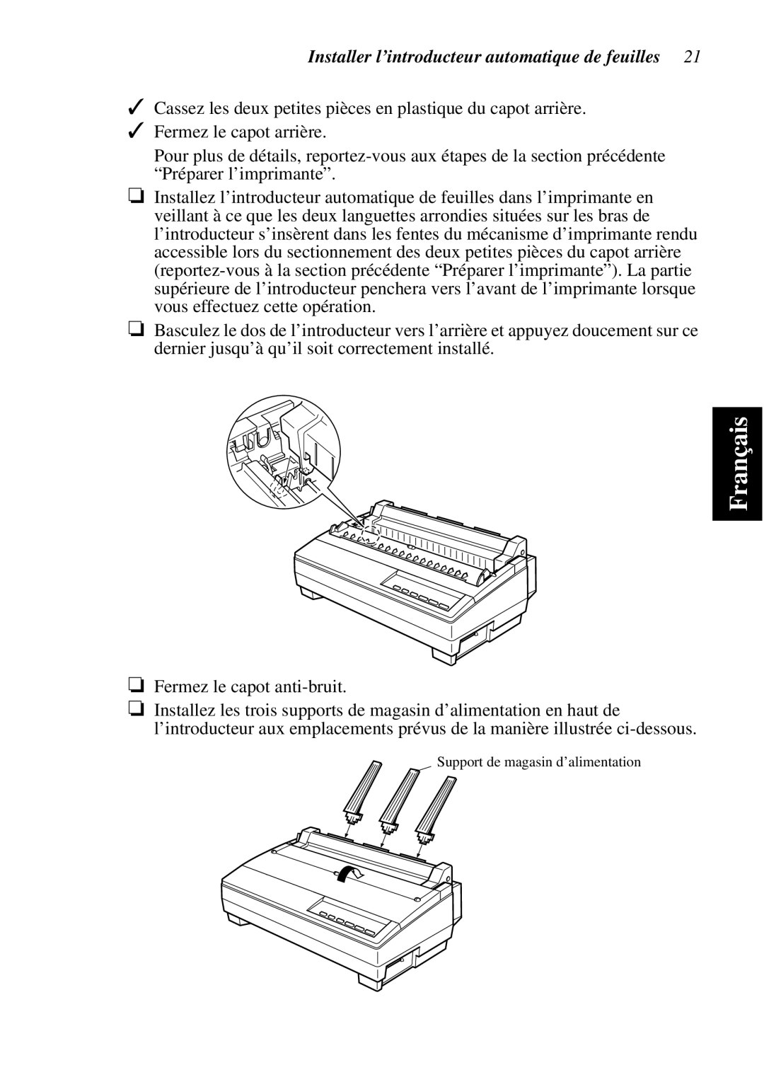 Star Micronics SF-15HA user manual Installer l’introducteur automatique de feuilles 