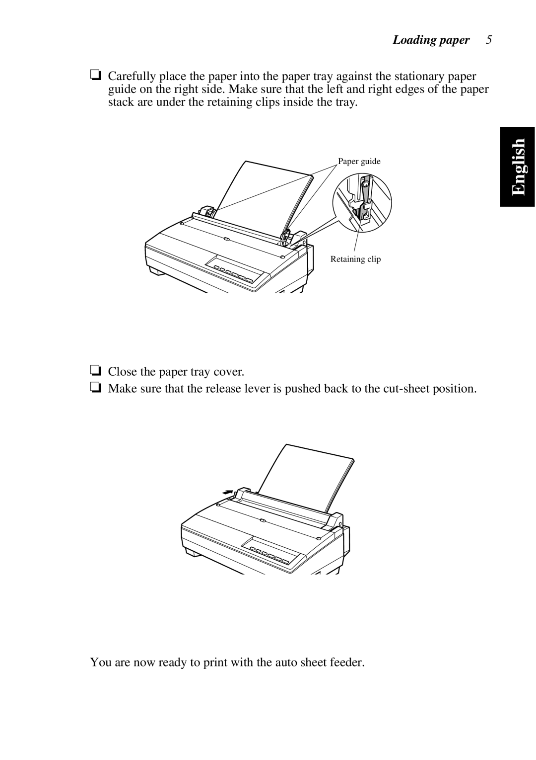 Star Micronics SF-15HA user manual Loading paper 