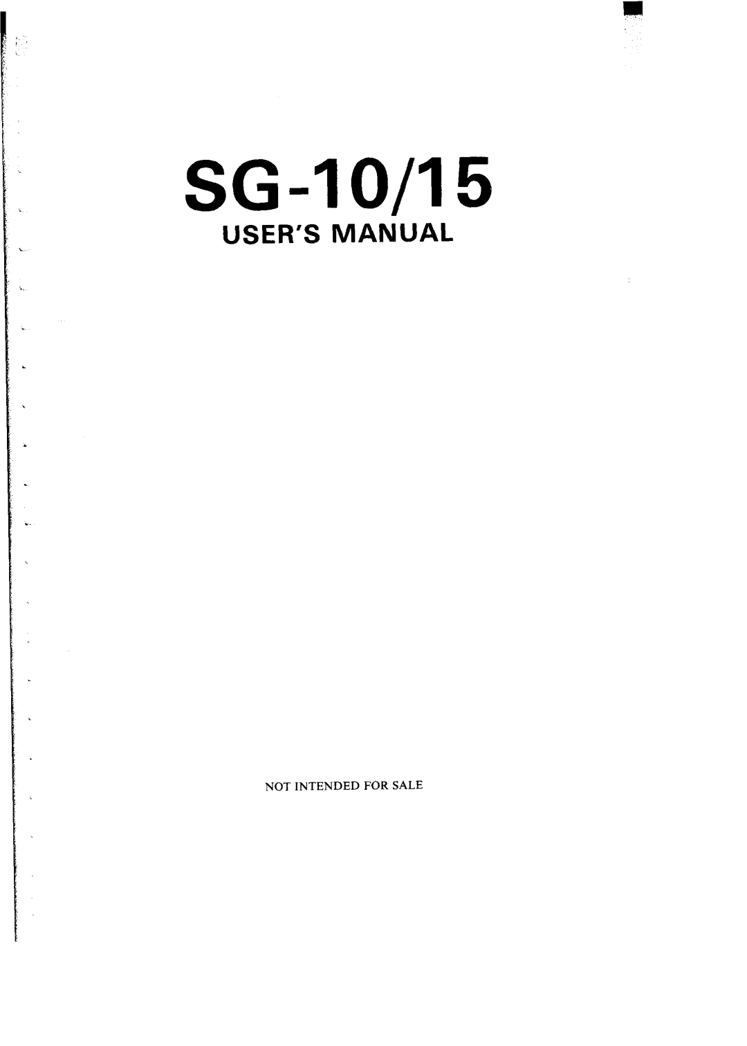 Star Micronics SG-10, SG-15 user manual SG -1 O/l 