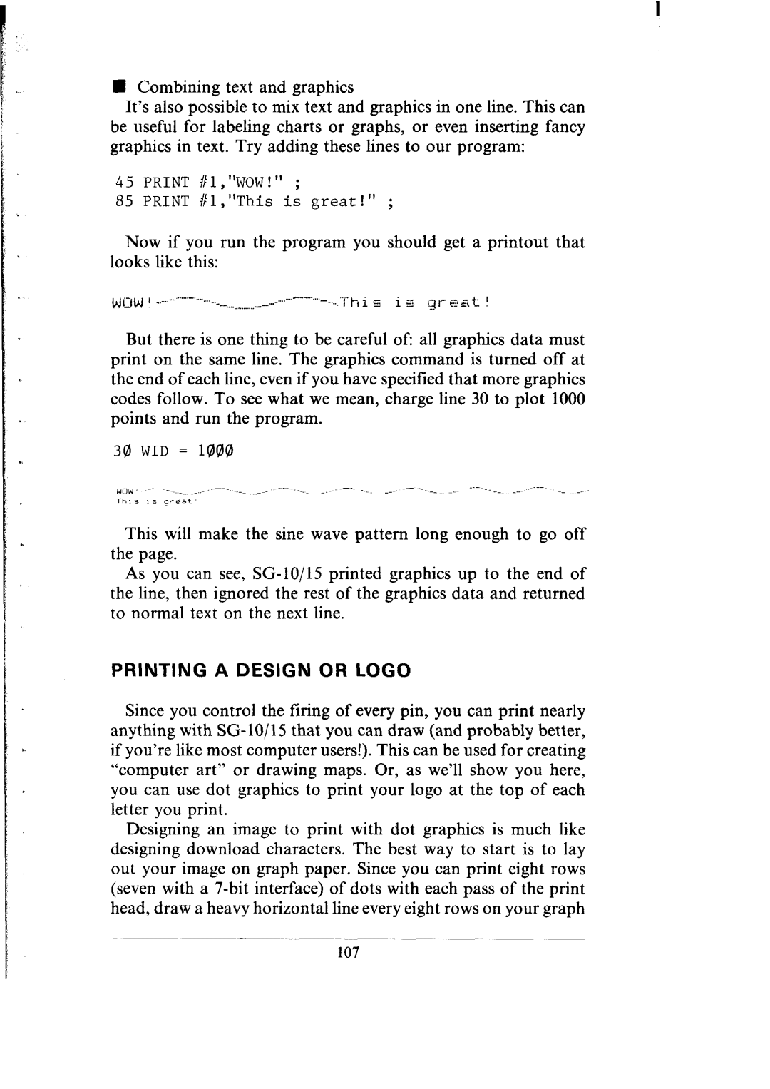 Star Micronics SG-10, SG-15 user manual Printing a Design or Logo 