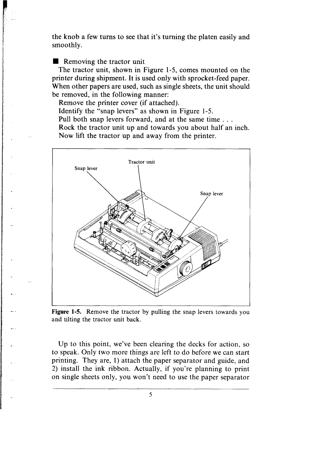 Star Micronics SG-10, SG-15 user manual Tractor unit 