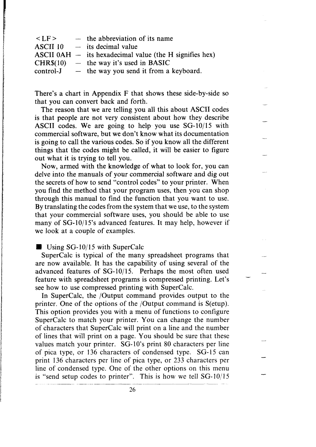 Star Micronics SG-15, SG-10 user manual Abbreviation Its name, Its Decimal value, Its Hexadecimal Value Signifies hex 