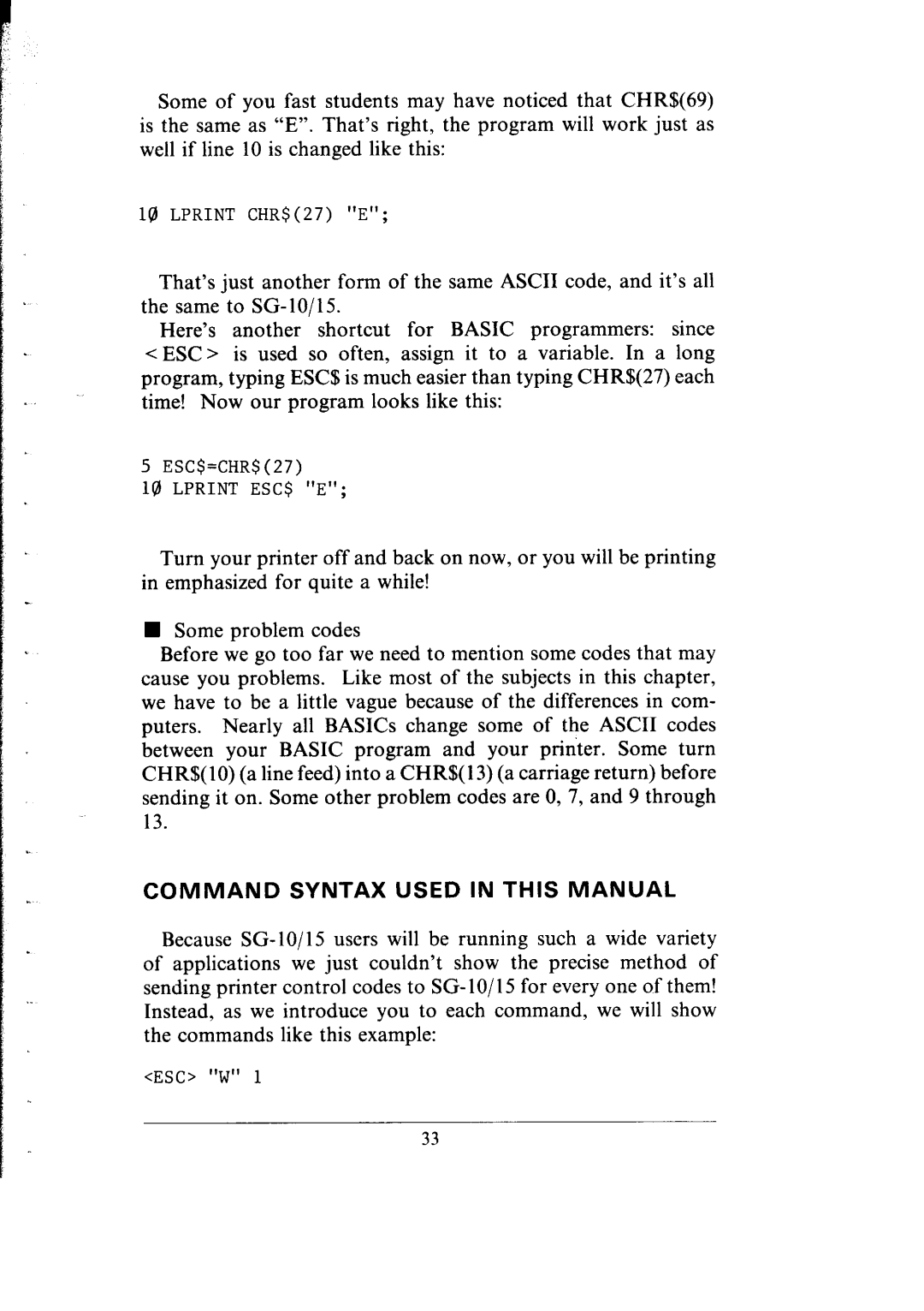 Star Micronics SG-10, SG-15 user manual Command Syntax Used in this Manual 