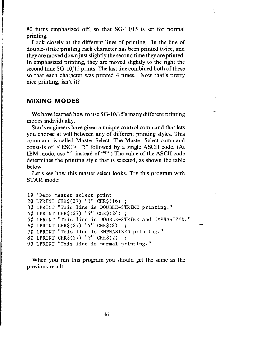 Star Micronics SG-15, SG-10 user manual Mixing Modes 