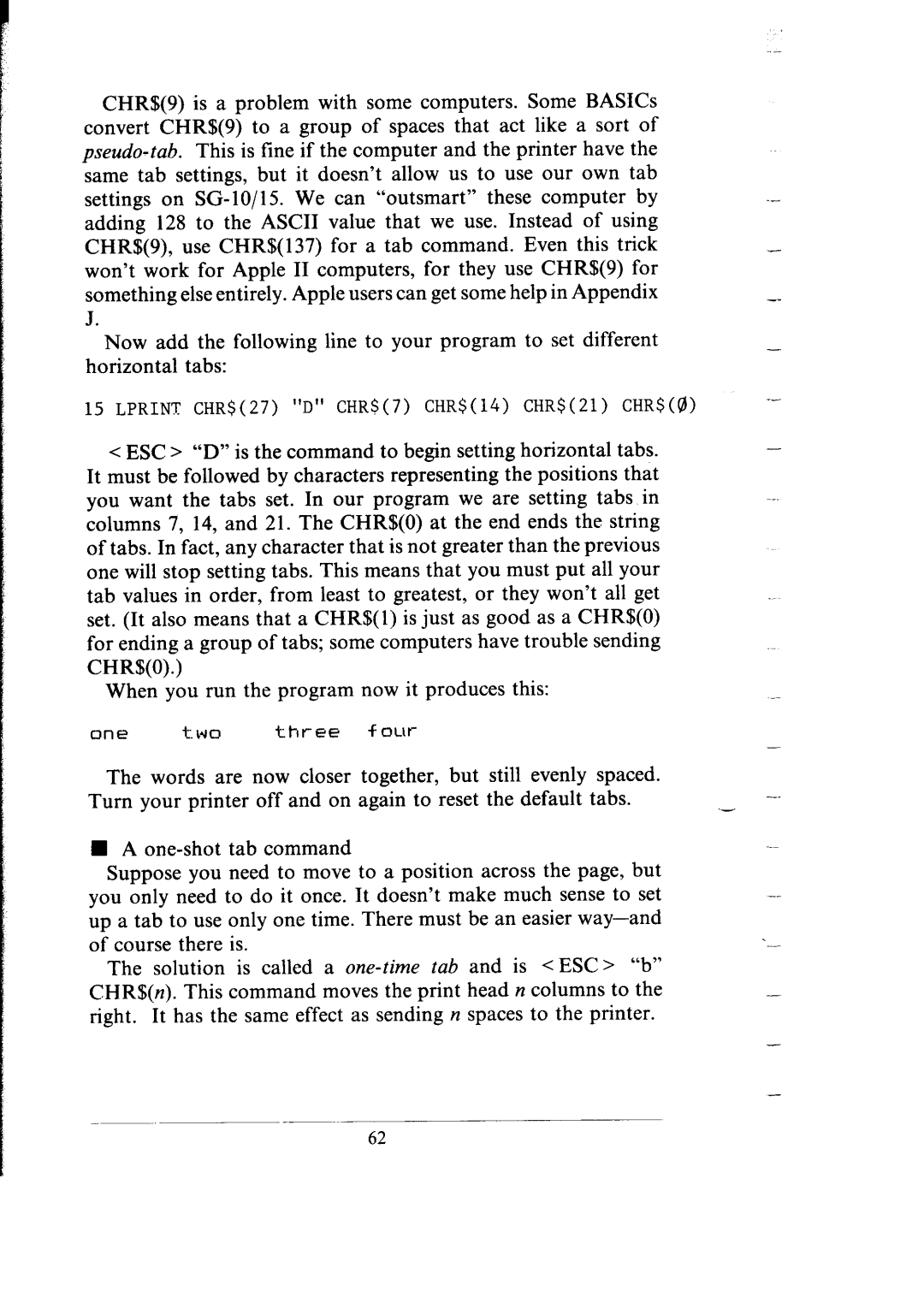 Star Micronics SG-15, SG-10 user manual Chr$O, When you run the program now it produces this 