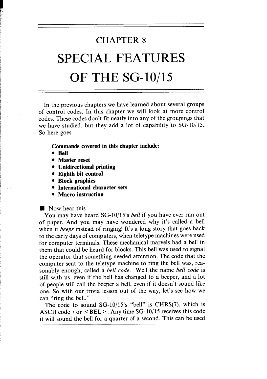 Star Micronics SG-10, SG-15 user manual Special Features 