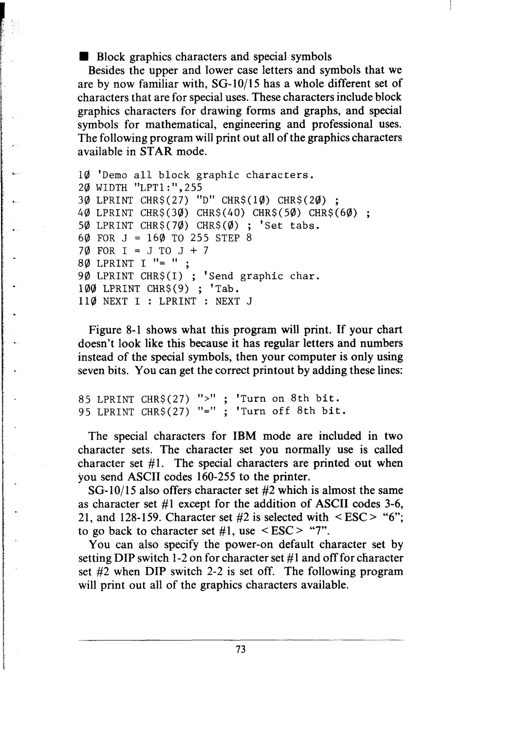 Star Micronics SG-10, SG-15 user manual Next I Lprint Next J 