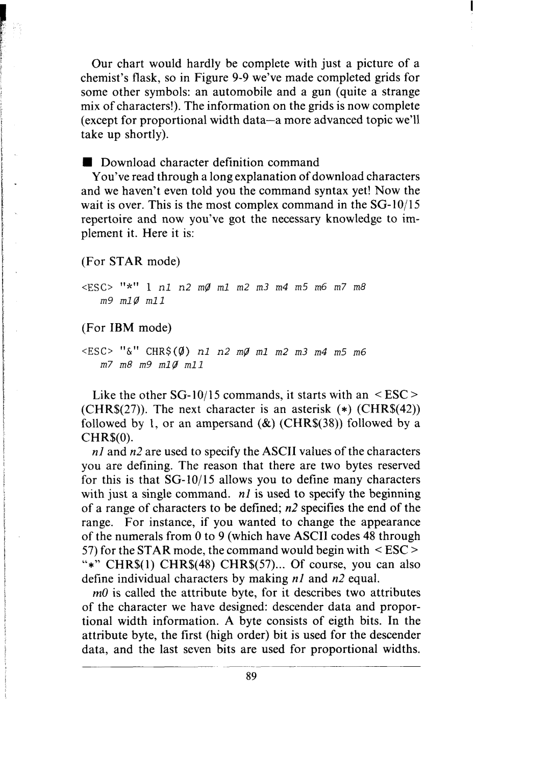 Star Micronics SG-10, SG-15 user manual For IBM mode 