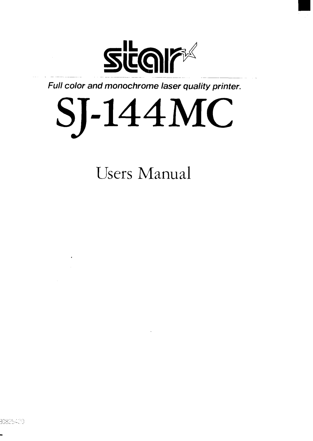 Star Micronics SJ-144MC user manual UsersManual, Full color and monochrome laser quality printer 