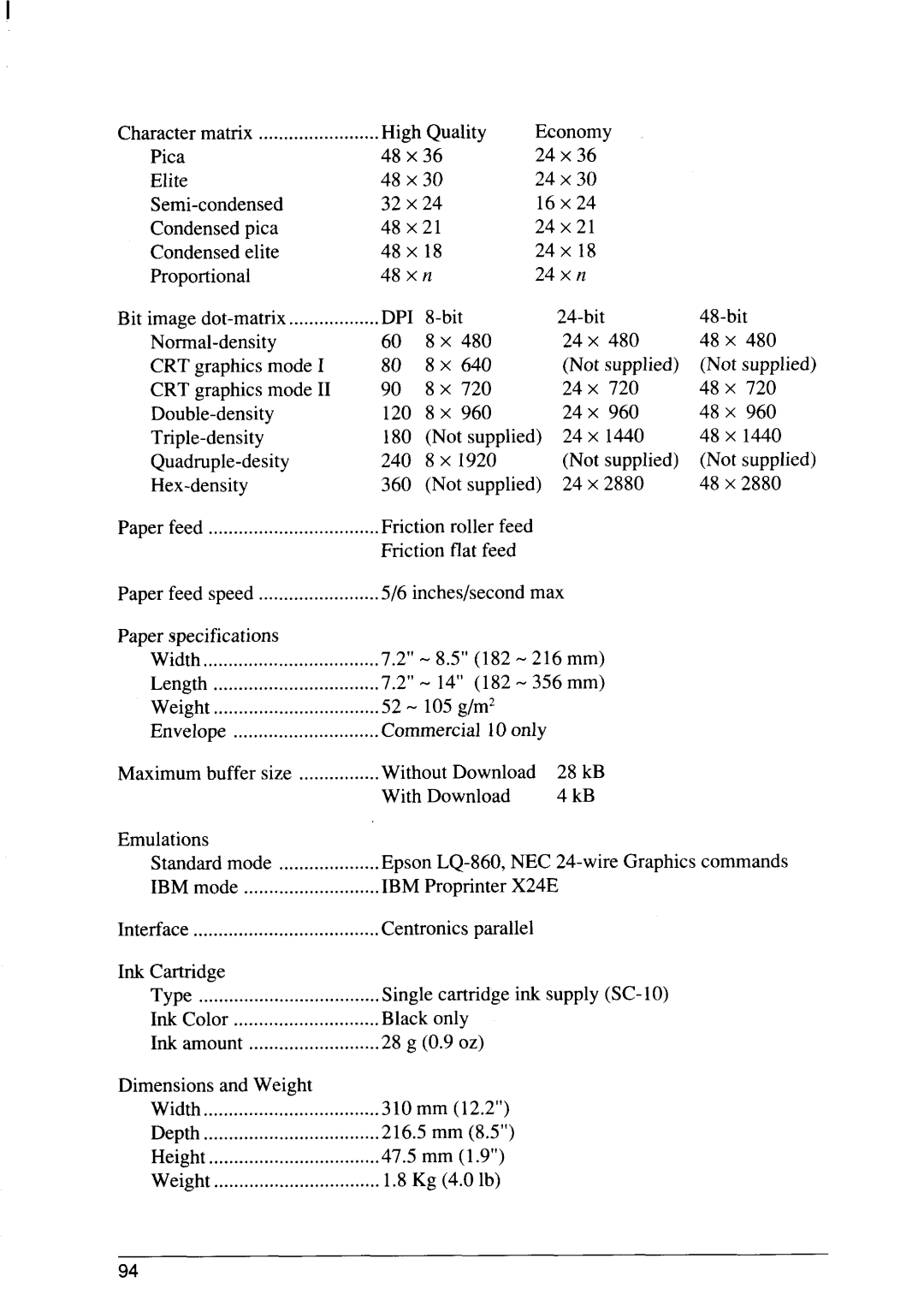 Star Micronics SJ-48 manual 720 