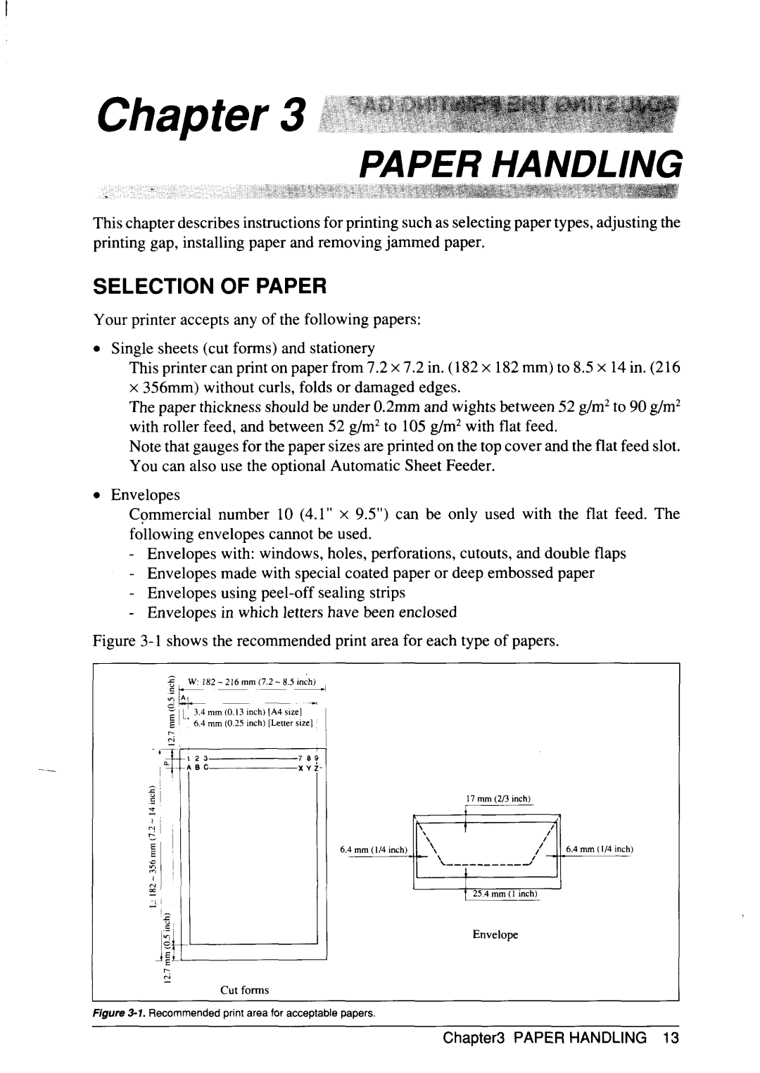 Star Micronics SJ-48 manual F.,,,=,,,m, Selection of Paper 