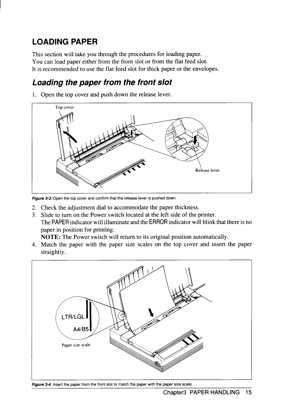 Star Micronics SJ-48 manual Loading Paper, Loading the paper from the front slot 