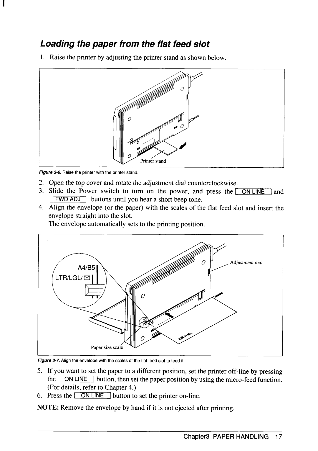 Star Micronics SJ-48 manual Loading the paper from the flat feed slot 