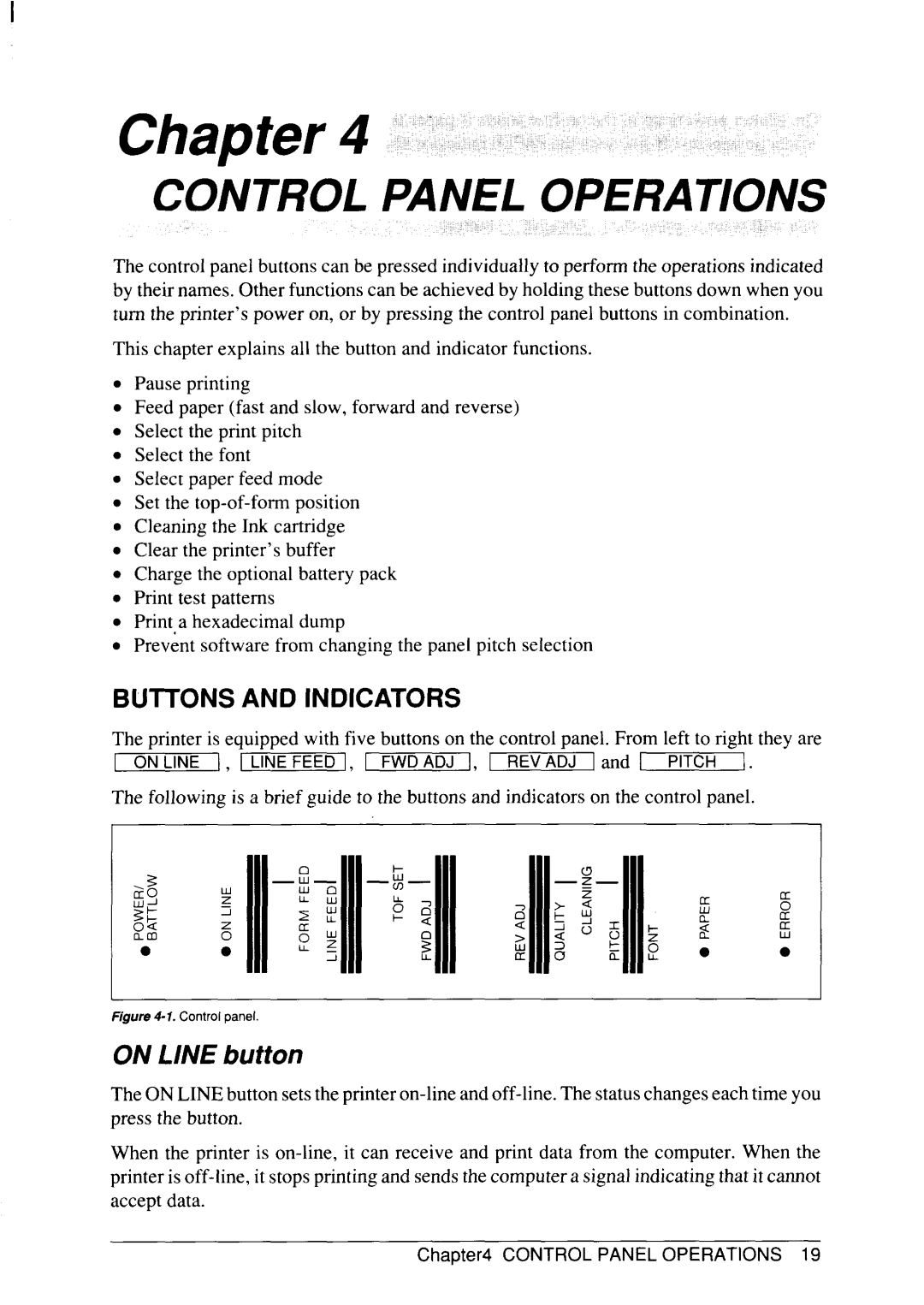 Star Micronics SJ-48 manual Buttons and Indicators, Online button 