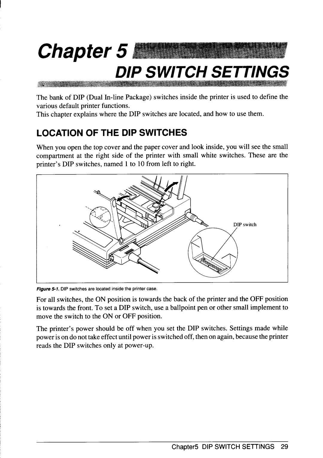 Star Micronics SJ-48 manual Chapter, Location of the DIP Switches 