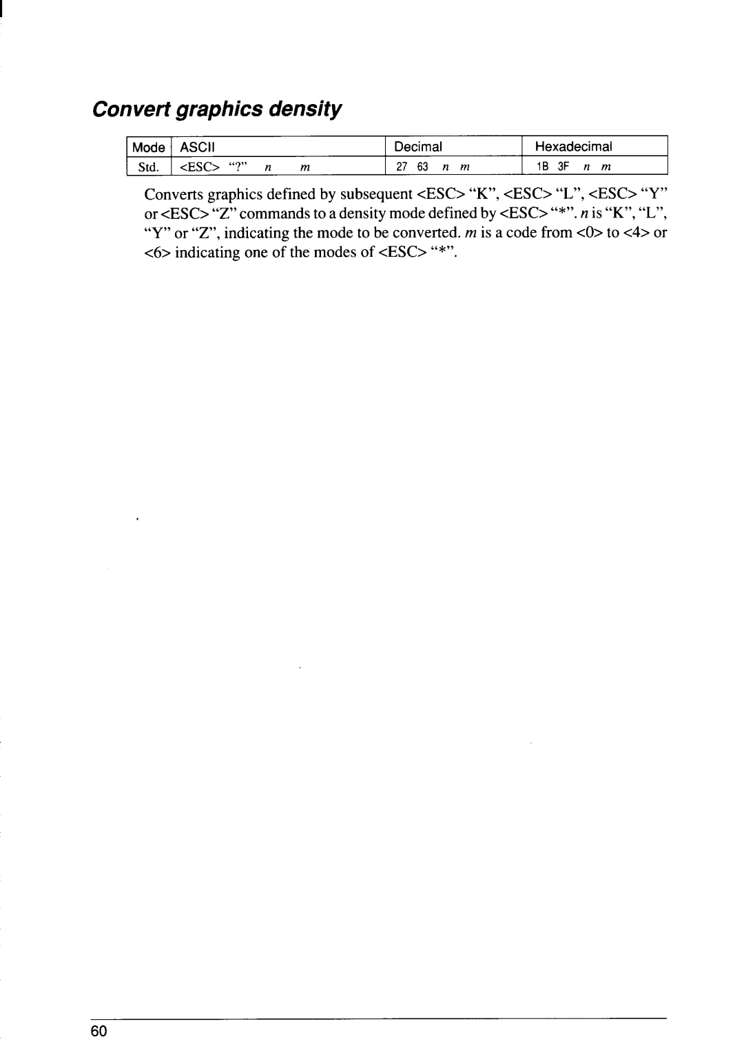 Star Micronics SJ-48 manual Convert graphics density 