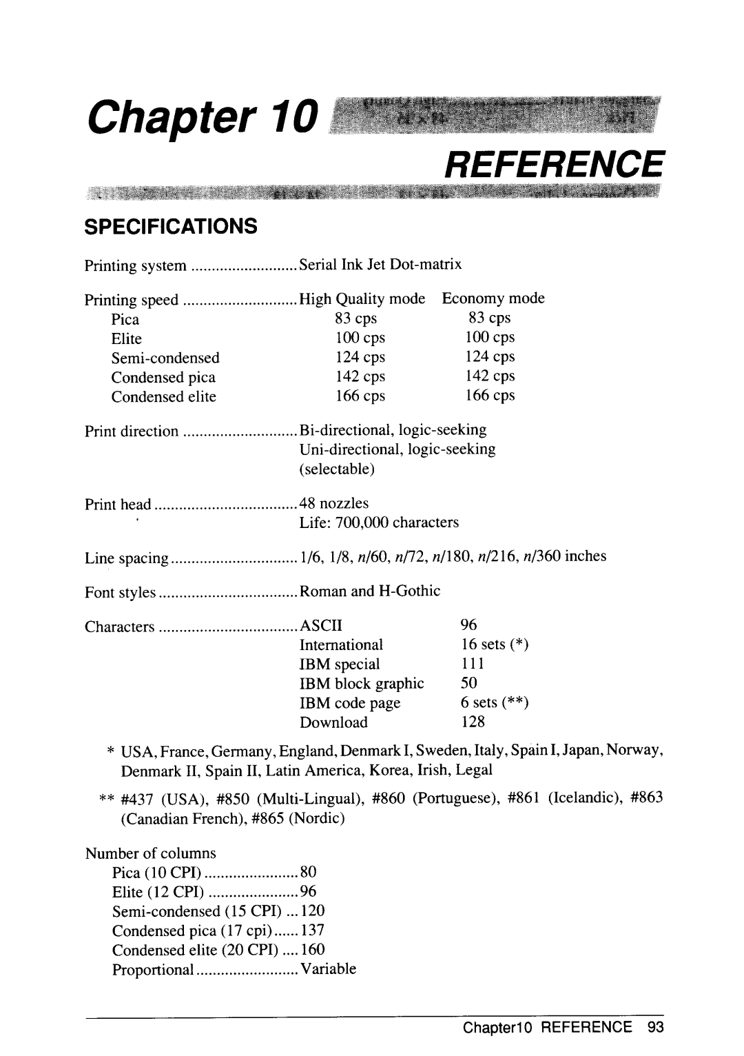 Star Micronics SJ-48 manual Specifications, 100Cps 