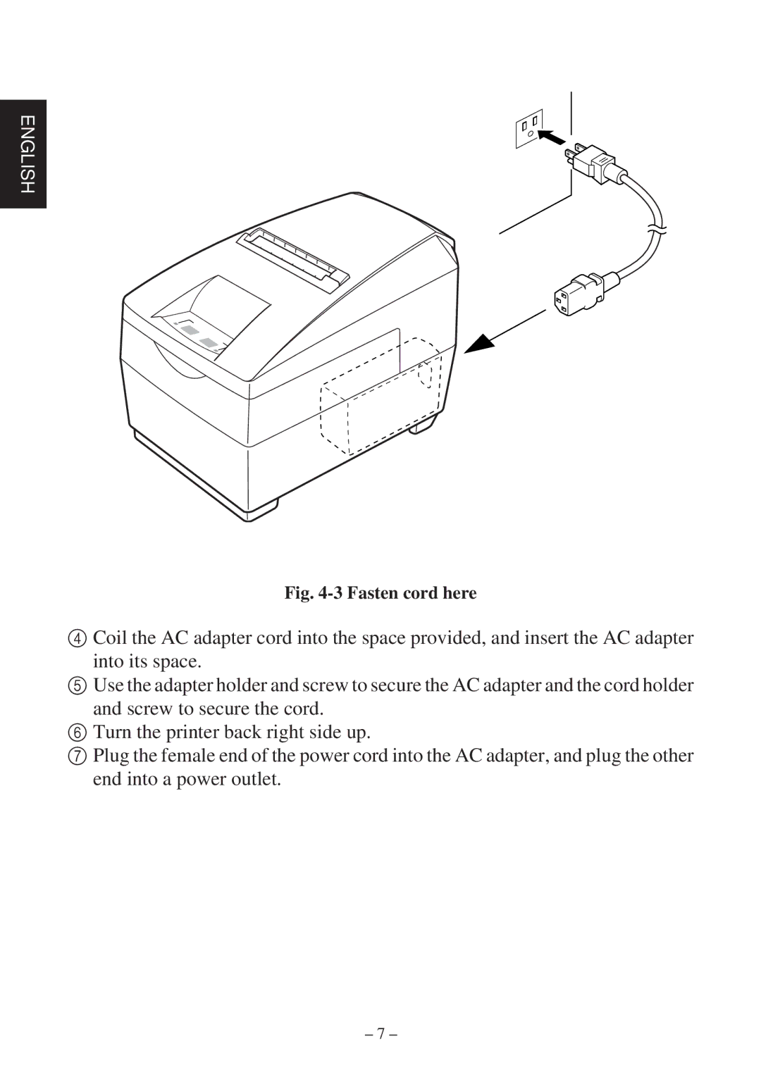 Star Micronics SP2000 Series user manual Fasten cord here 