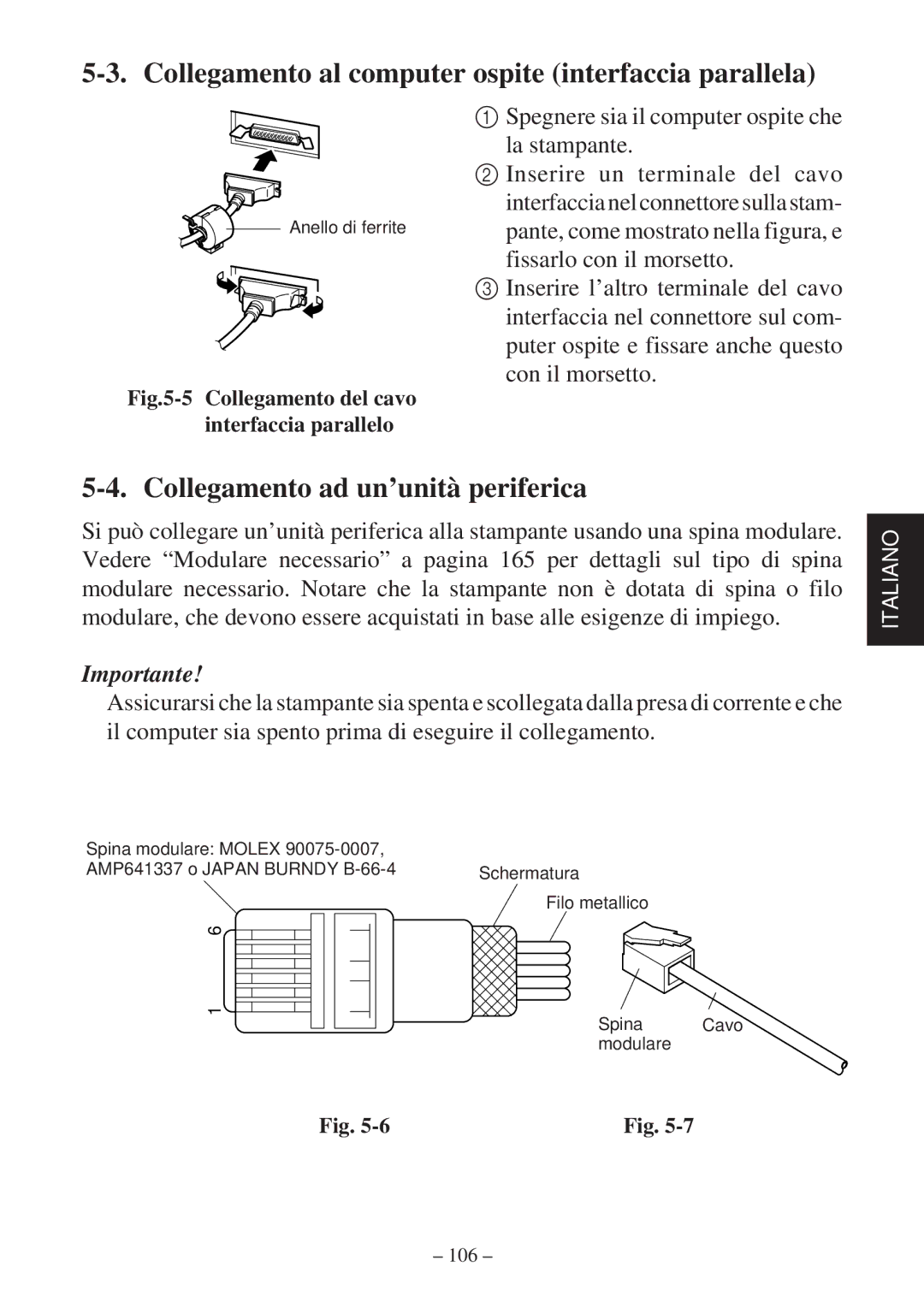 Star Micronics SP2000 Series Collegamento al computer ospite interfaccia parallela, Collegamento ad un’unità periferica 