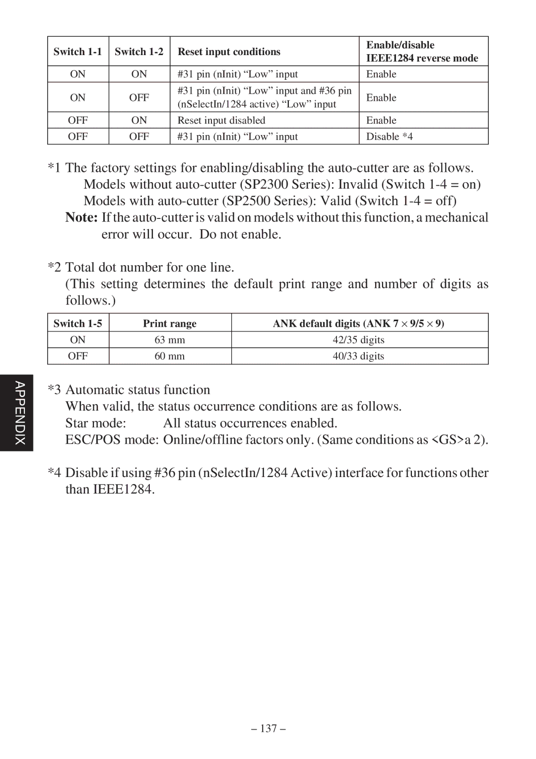 Star Micronics SP2000 Series user manual 137 