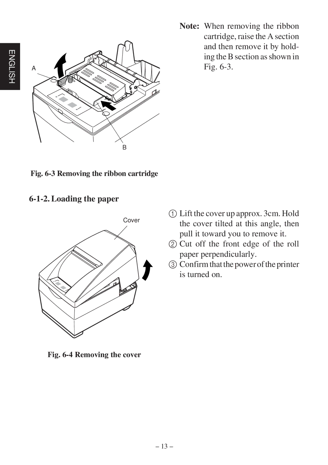 Star Micronics SP2000 Series user manual Cartridge, raise the a section, Then remove it by hold, Ing the B section as shown 