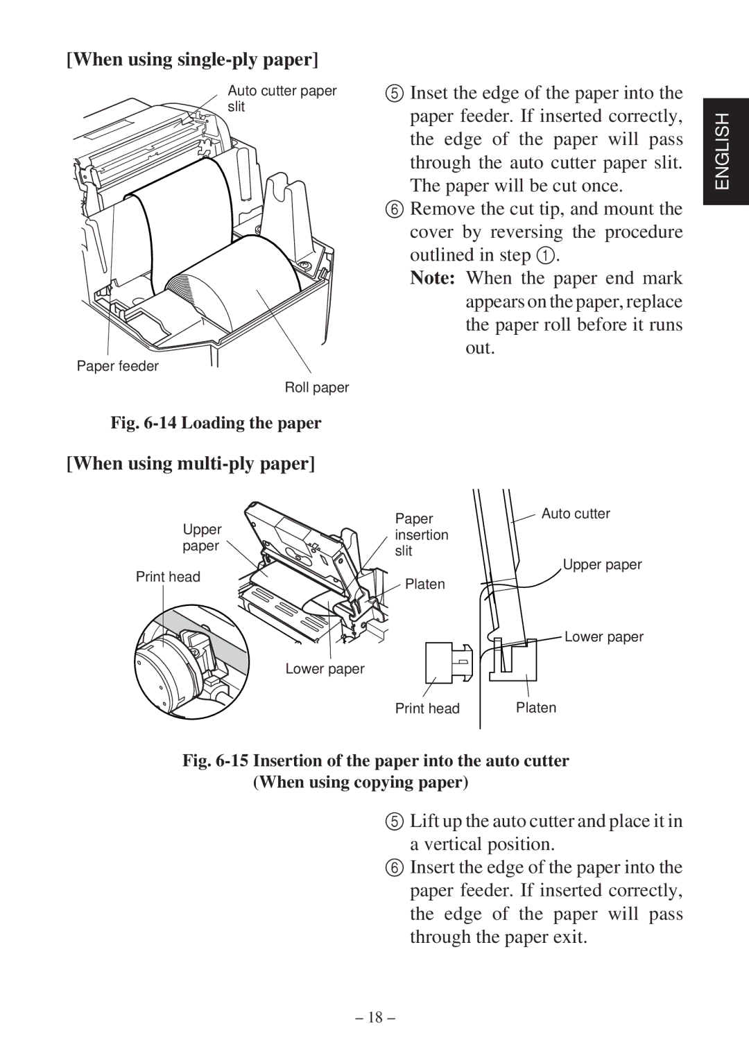 Star Micronics SP2000 Series user manual When using single-ply paper, When using multi-ply paper 