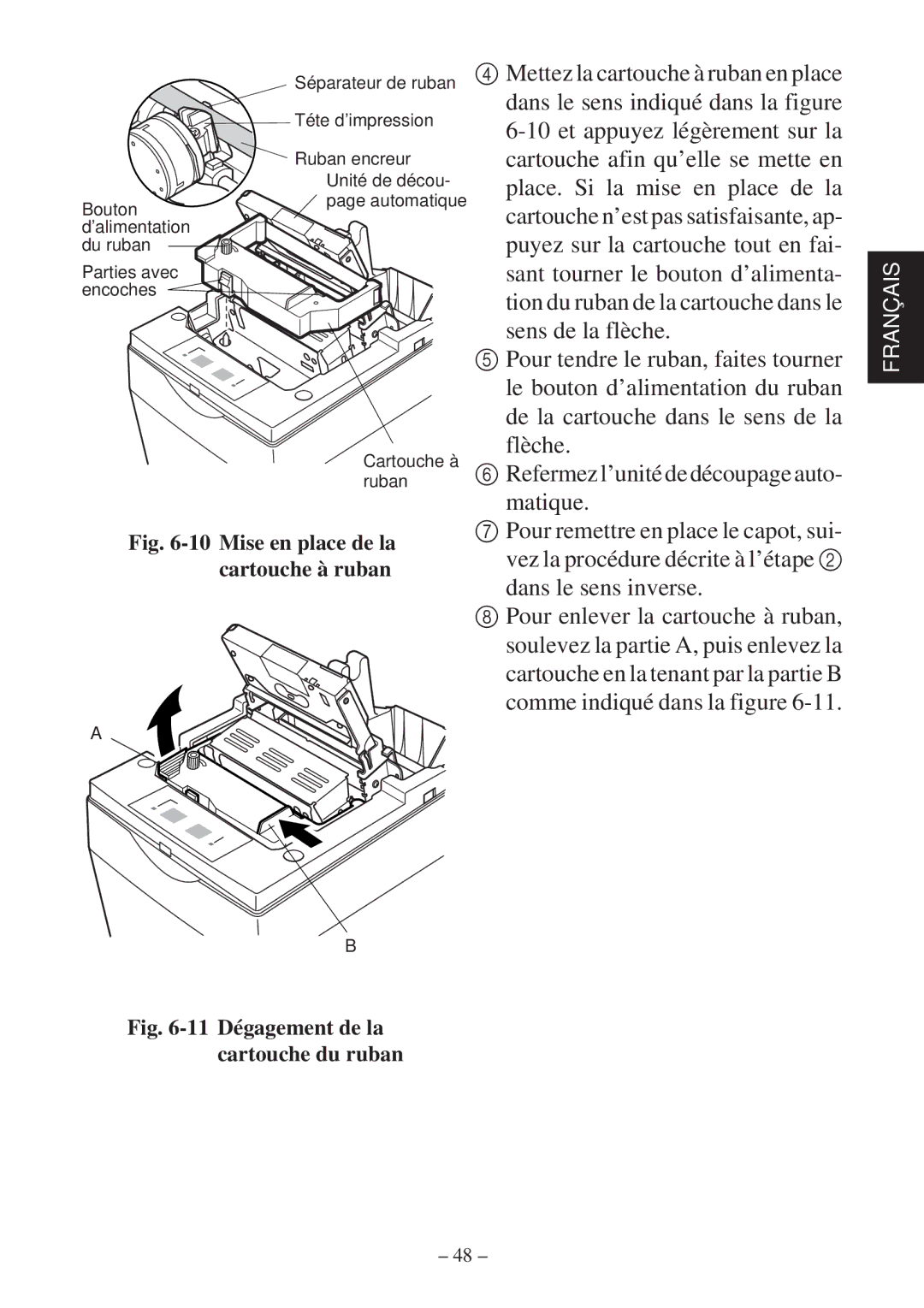 Star Micronics SP2000 Series user manual Mise en place de la cartouche à ruban 