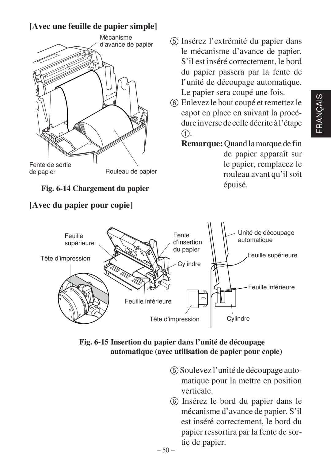 Star Micronics SP2000 Series Avec une feuille de papier simple, Avec du papier pour copie, Le papier sera coupé une fois 