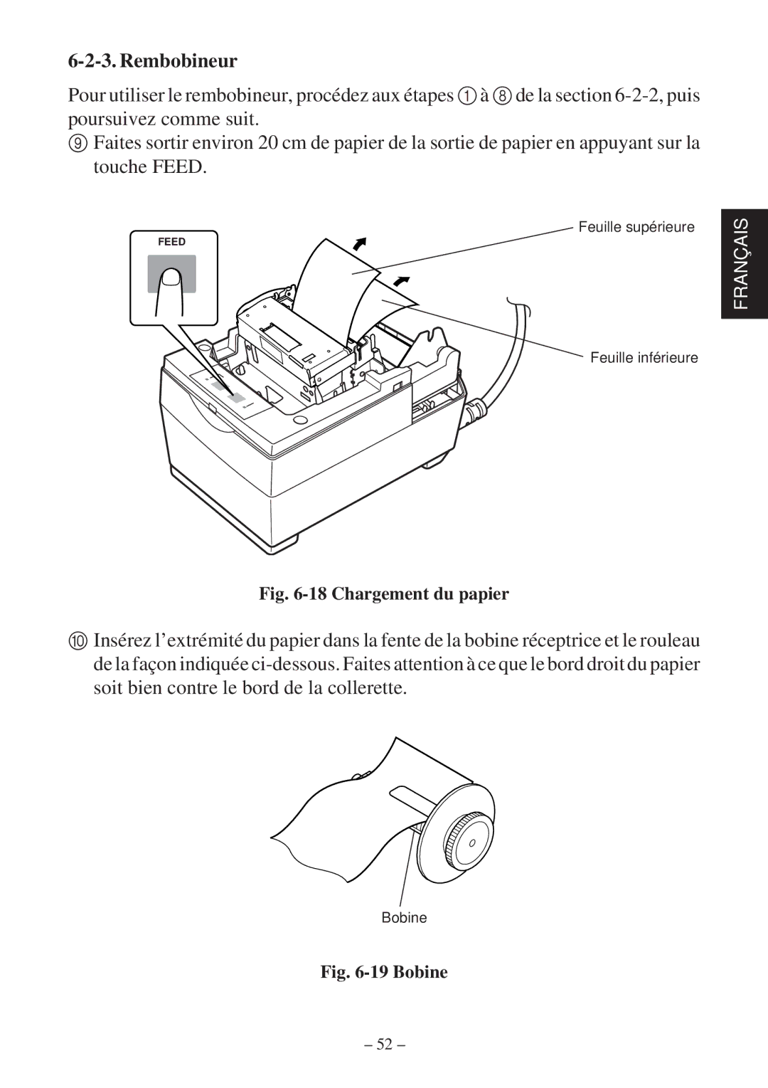 Star Micronics SP2000 Series user manual Rembobineur, Chargement du papier 