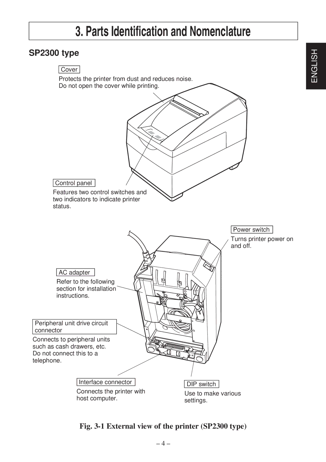 Star Micronics SP2000 Series user manual Parts Identification and Nomenclature 