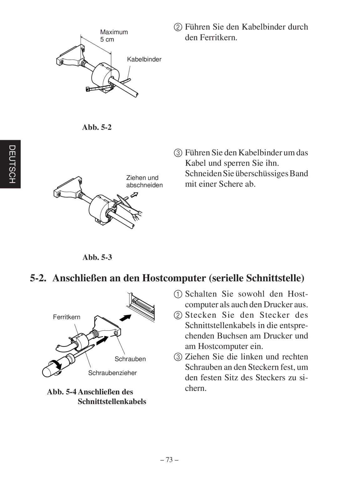 Star Micronics SP2000 Series user manual Anschließen an den Hostcomputer serielle Schnittstelle 