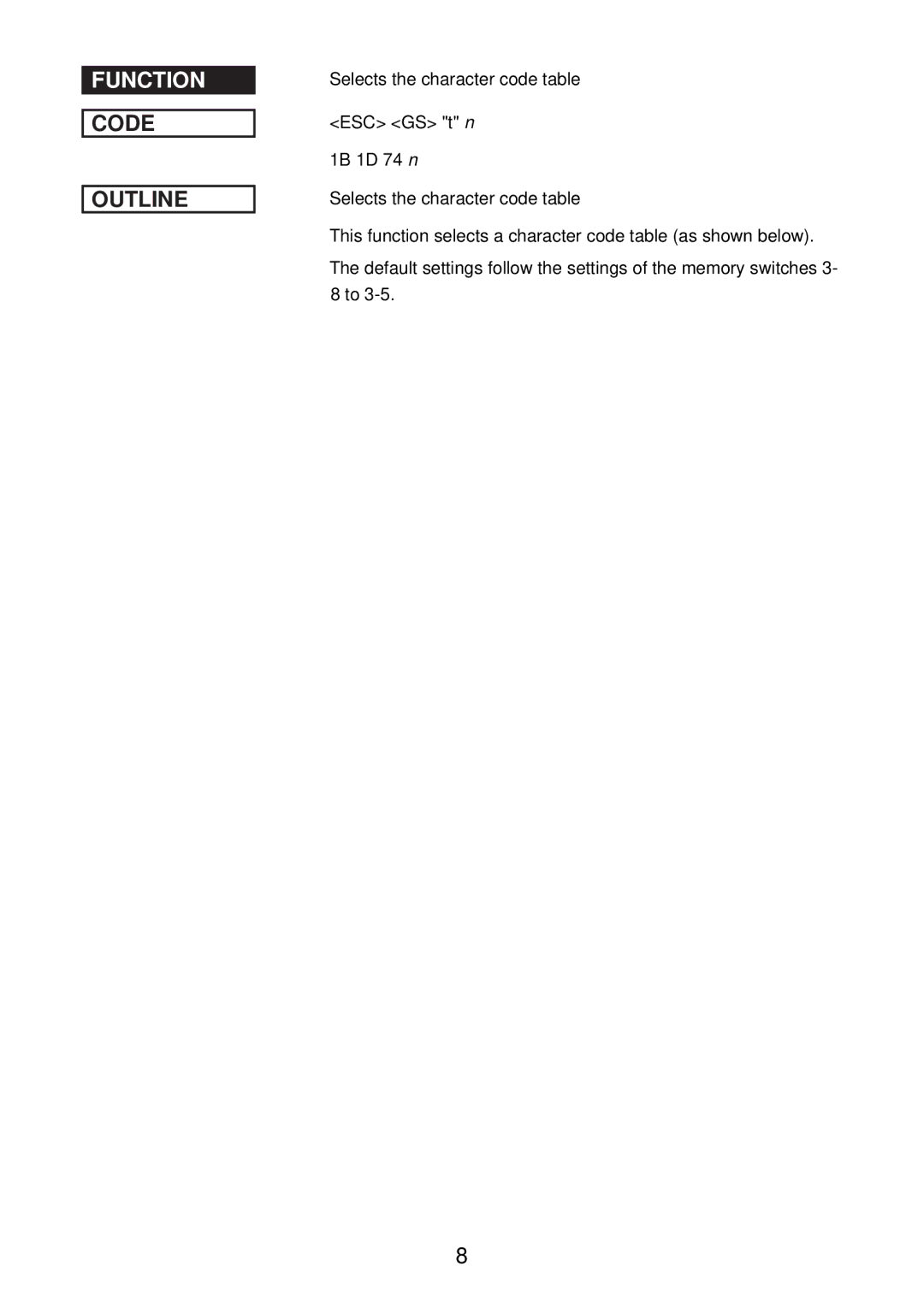 Star Micronics SP2000 manual Function 