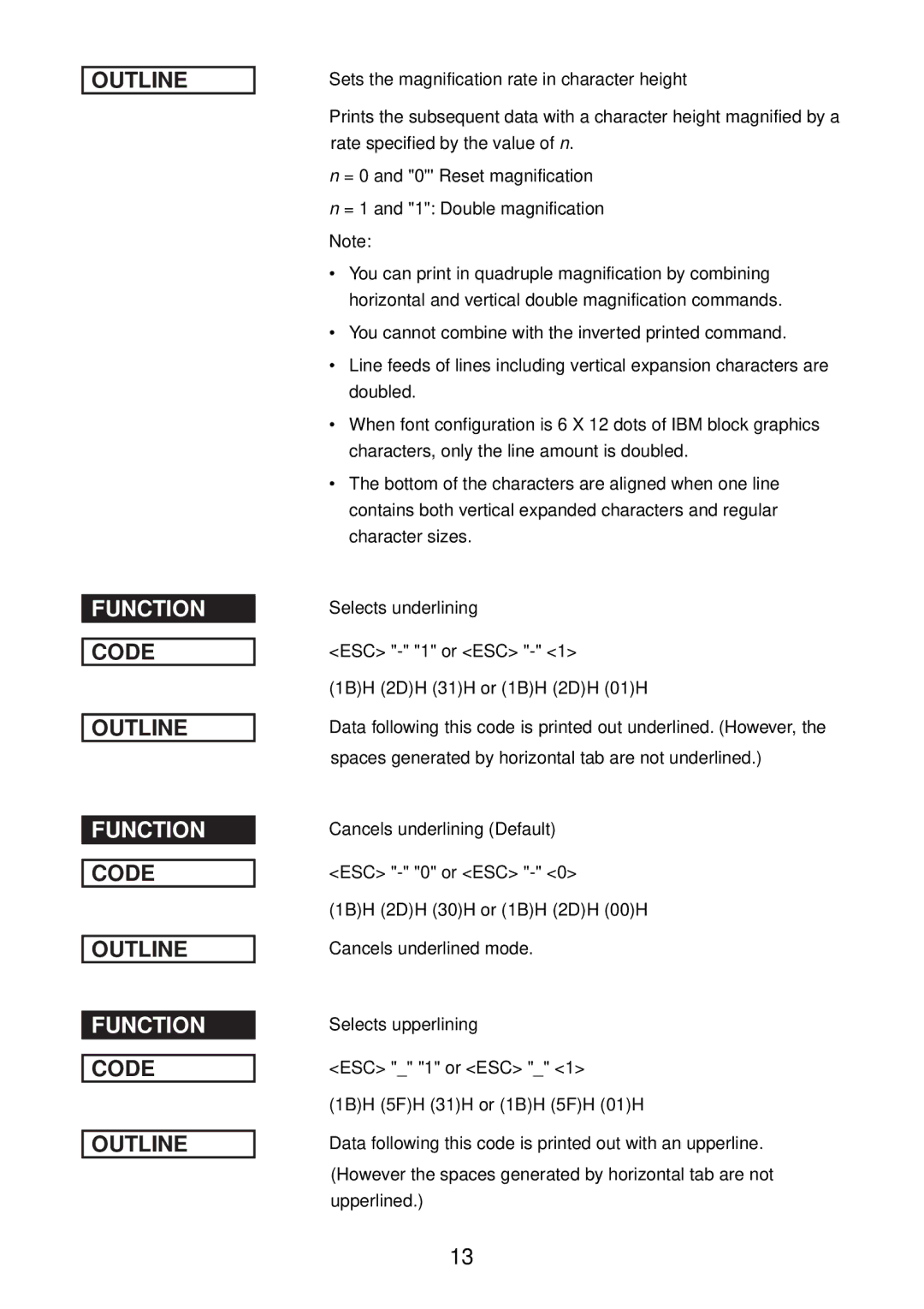 Star Micronics SP2000 manual Function 