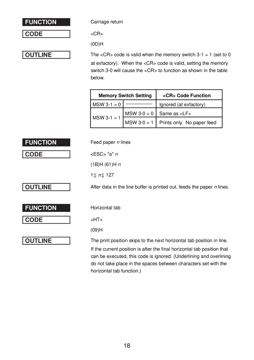 Star Micronics SP2000 manual CR Code Function 