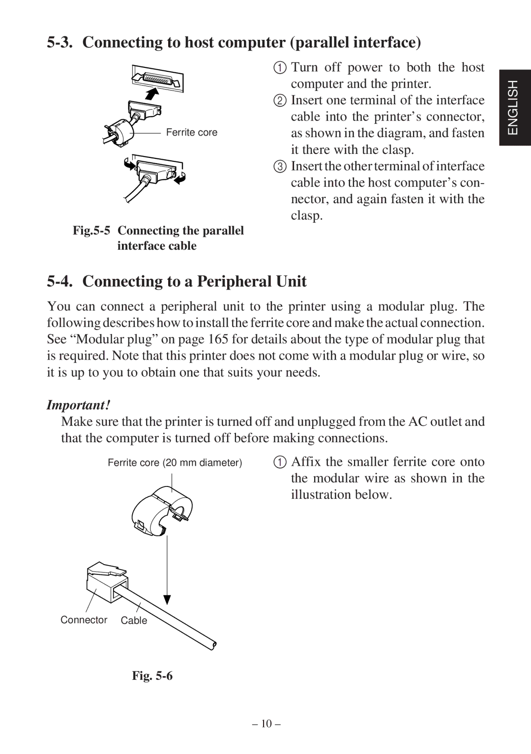 Star Micronics SP2000 user manual Connecting to host computer parallel interface, Connecting to a Peripheral Unit 