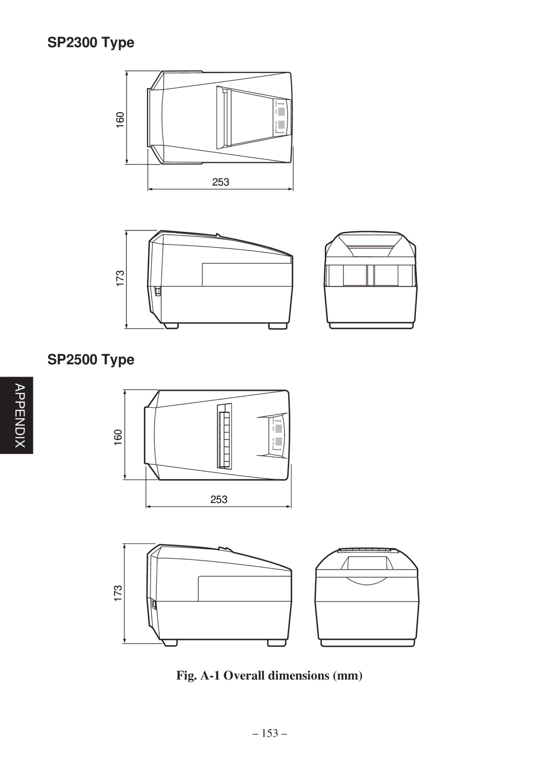 Star Micronics SP2000 user manual Fig. A-1 Overall dimensions mm 