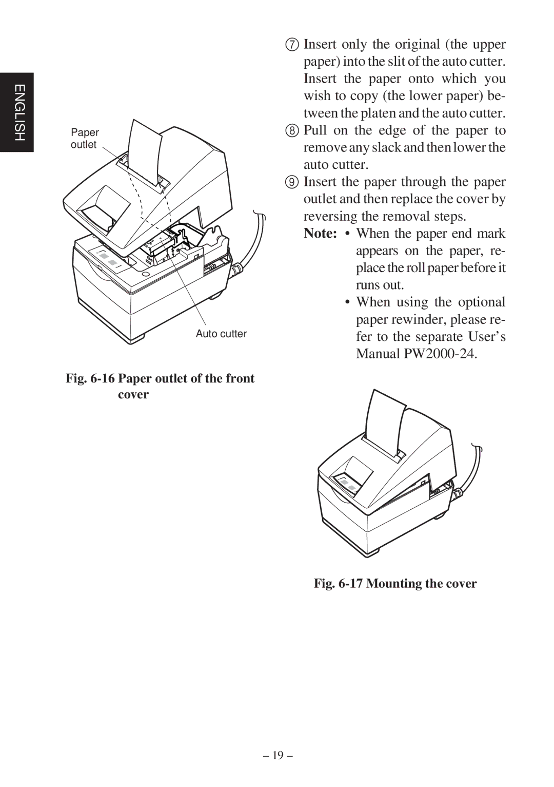 Star Micronics SP2000 user manual Tween the platen and the auto cutter 