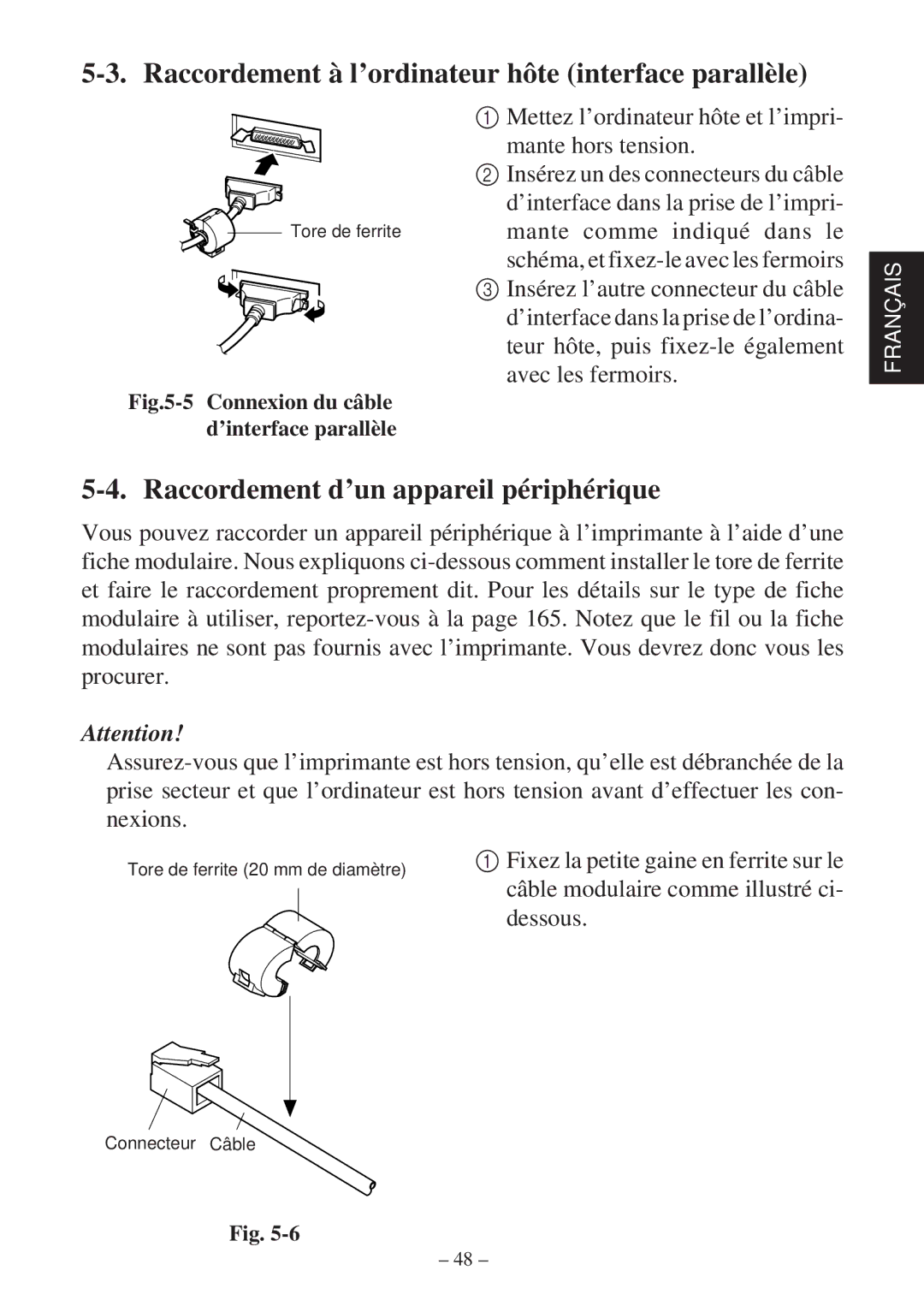 Star Micronics SP2000 Raccordement à l’ordinateur hôte interface parallèle, Raccordement d’un appareil périphérique 