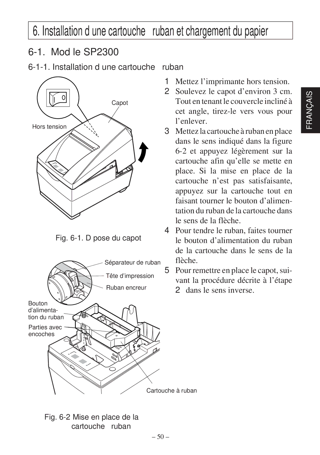 Star Micronics SP2000 user manual Modèle SP2300, Installation d’une cartouche à ruban 