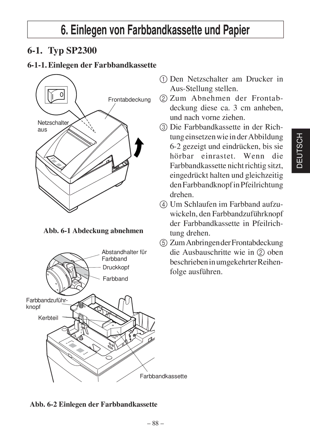 Star Micronics SP2000 user manual Typ SP2300, Einlegen der Farbbandkassette 