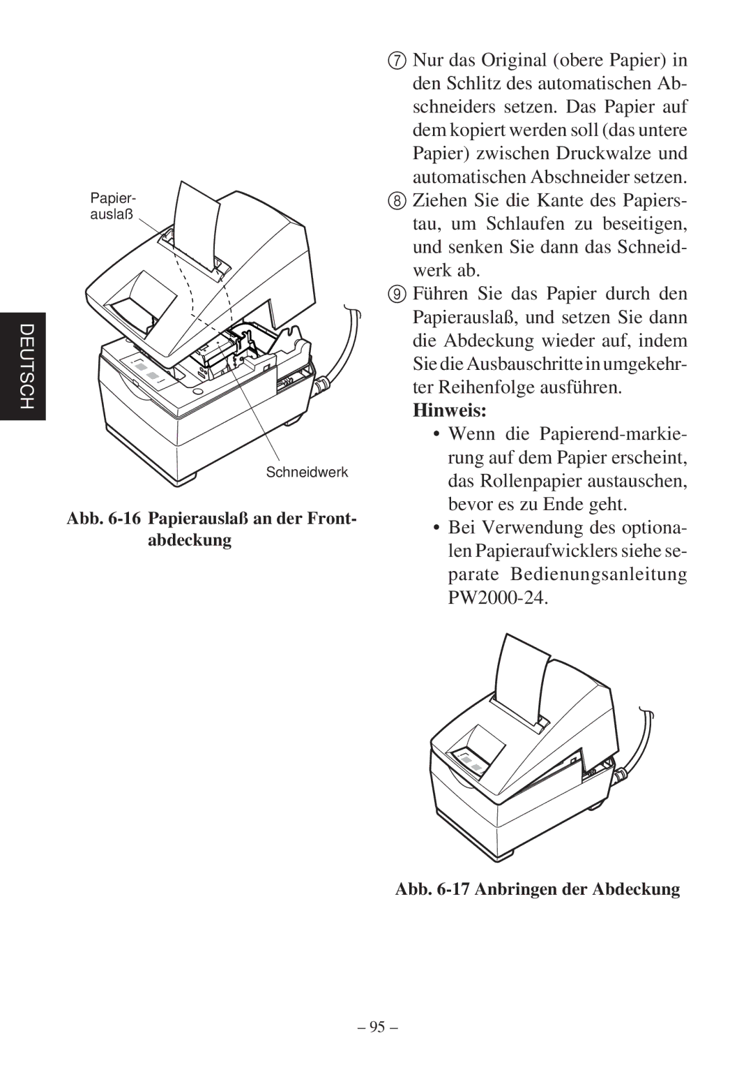 Star Micronics SP2000 user manual Hinweis 