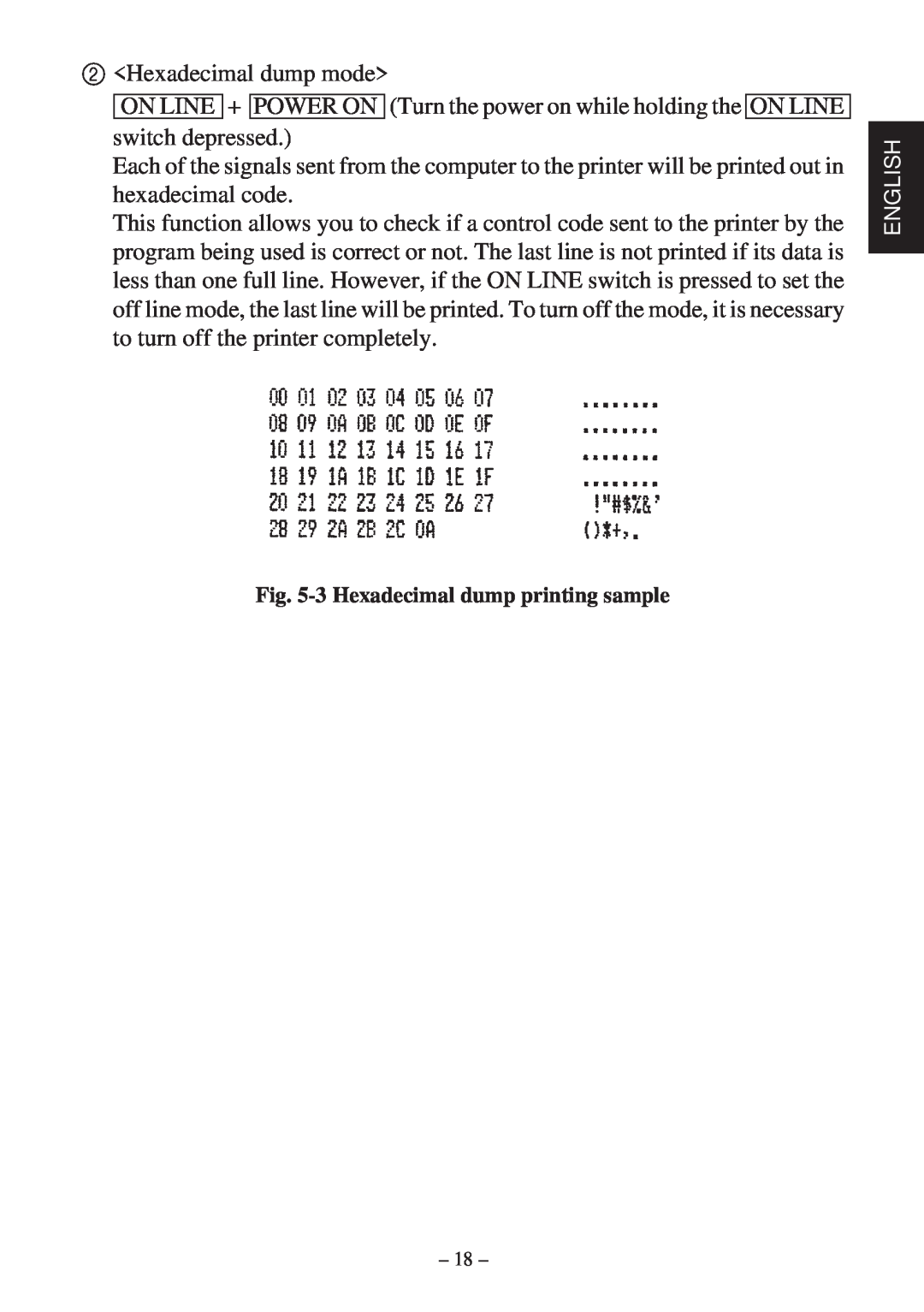 Star Micronics SP200F user manual Hexadecimal dump mode 