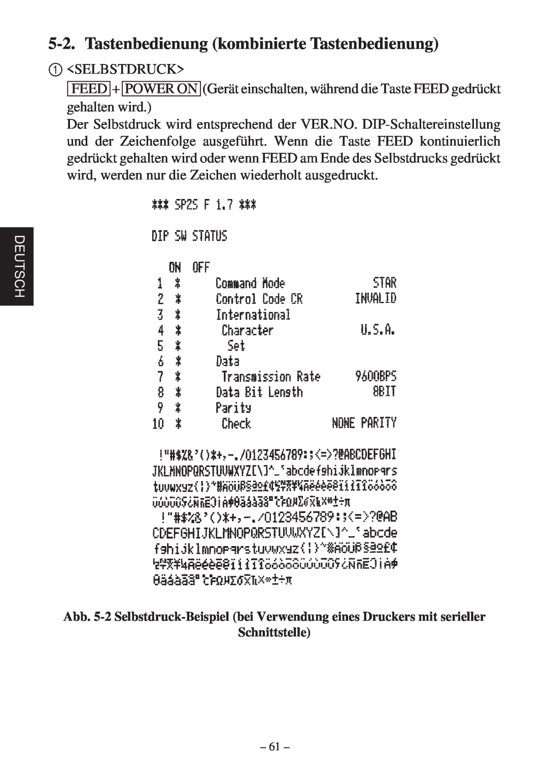 Star Micronics SP200F user manual Tastenbedienung kombinierte Tastenbedienung 