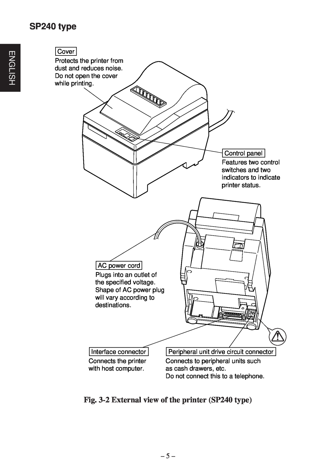Star Micronics SP200F user manual English, 2 External view of the printer SP240 type 